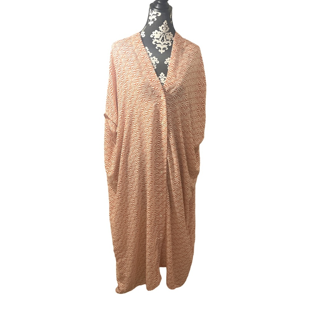 Effortless Summer Vibes! H&M Orange & White Kimono Kaftan Dress